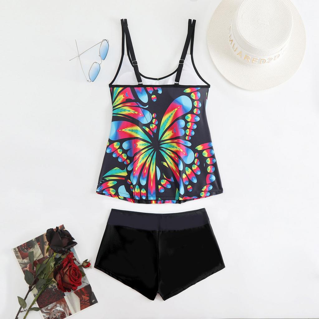 Women's Two Piece Tankini Swimsuit Set with Built-in Bra and Skirt Style Bottoms Stretchy Fabric for Comfortable Fit and Support