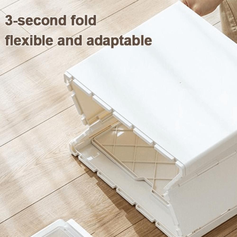 Plastic Book Organizer Foldable with Wheels Stationery Storage Box with Lid Large Capacity Movable Bookshelf Data Storage