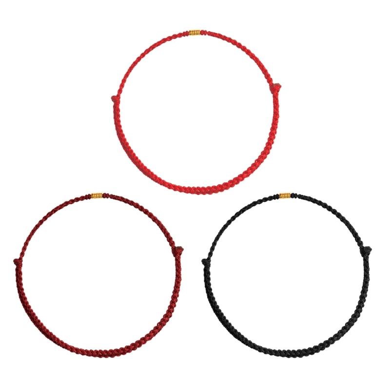 Handcraft Lucky Red Rope Bracelet with Gold Beads Adjustable Length Handchain Bracelets for Women Wrist Wrap Bracelets