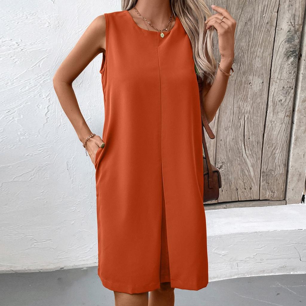 Casual Dresses - Women's Loose Sleeveless Round Neck Dress Elegant Commute Casual Dress Women