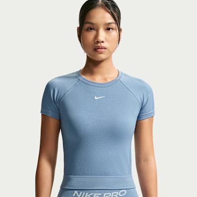 Nike Dri Fit Quick Dry T Shirts Women s Work Blue/White Crew Neck Mode L