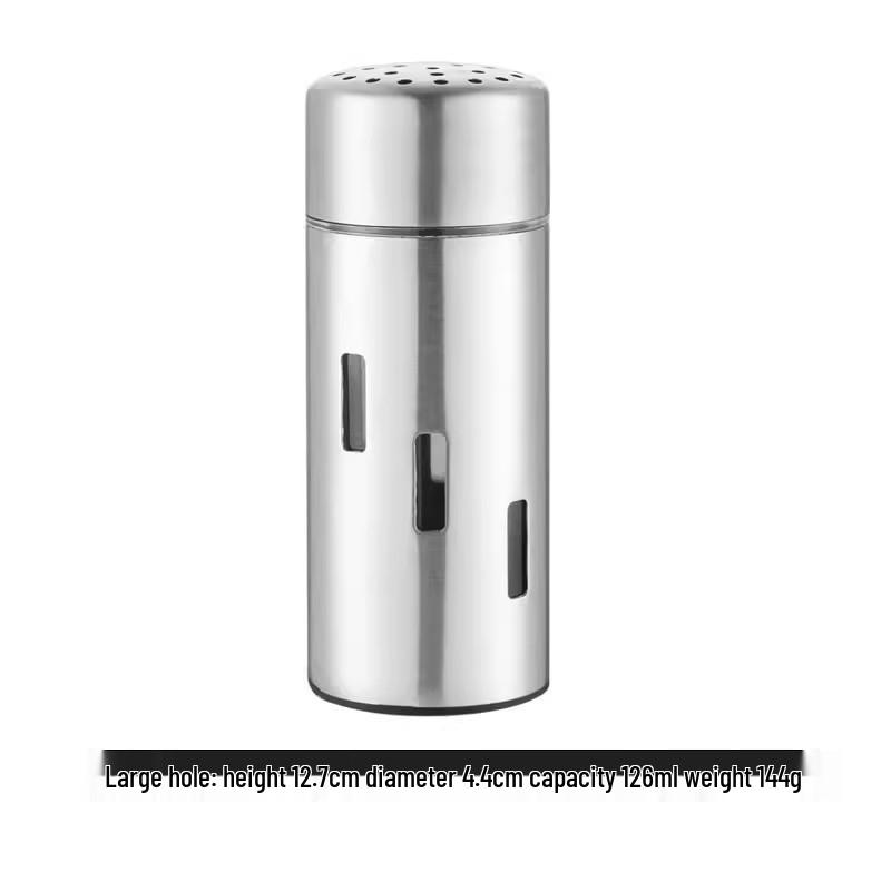 Stainless Steel Seasoning & Spice Shaker Set - Pepper, Chili Powder, Cumin, Toothpick Holder Included