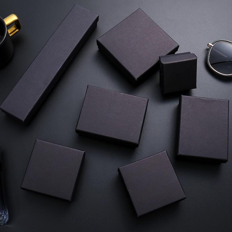 Black Kraft Paper Jewelry Packaging Box for Rings, Earrings, Bracelets, Necklaces, Bangles, and Pendants