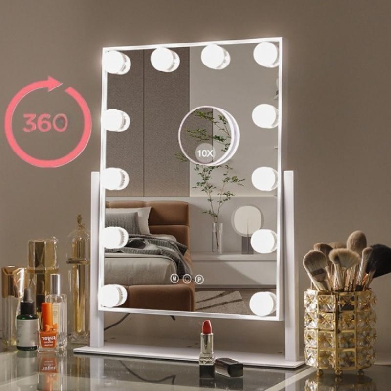Dressing Table Mirror Desktop Makeup Mirror with Light Modern Adjustable Brightness Mirrors Bedroom Decoration Accessories