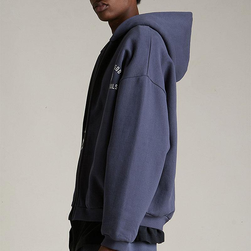 Fear of God Essentials Heavy Fleece Full Zip Hoodie Marine Blue Men Tops 192HO246244F