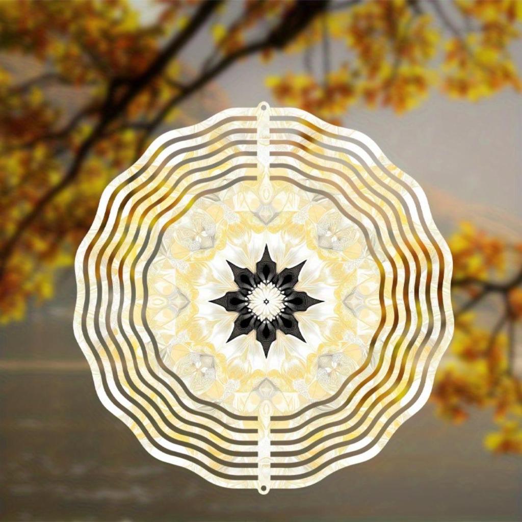 Goldenes Metall Mandala Windspiel Außengartendekor für alle Jahreszeiten Weihnachten Thanksgiving Hängender Schmuck mit reflektierender Oberfläche