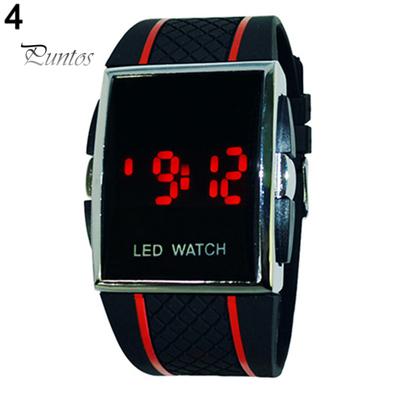 Unisex Mode LED Digitalanzeige Quadratisches Gehäuse Coole Sportliche Lässige Armbanduhr