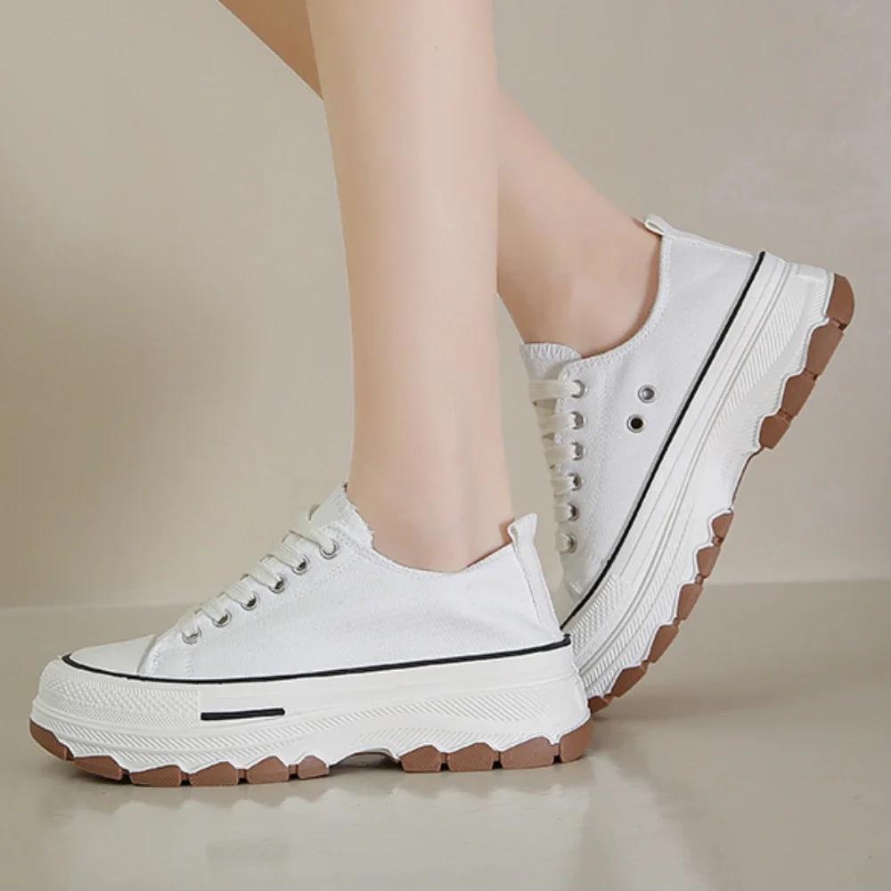 Canvas Shoes Women Sneakers Platform Shoes  New Running Designer Shoes White Outdoor Casual Walking Flats  De Mujer