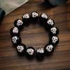 Trendy Halloween Charm Bangle Wood Beaded Bracelet Unique Skeleton Eye Blood Drops Pumpkin Design Hand Chain for Women