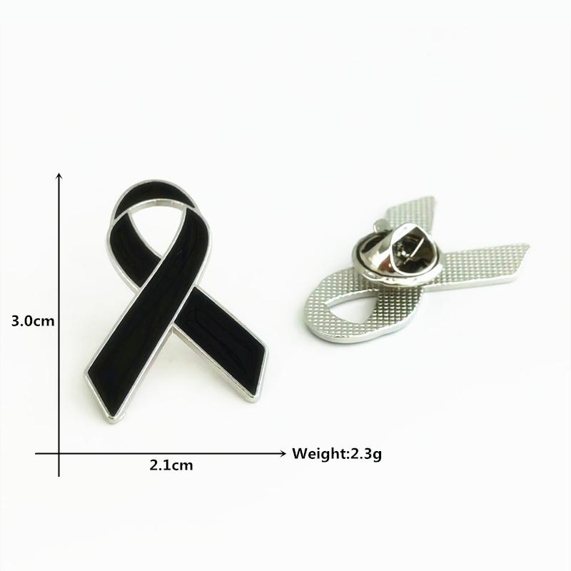 Memorial Brooch, Black Ribbon Badge, Clothing Accessory Pin, Black Mourning Badge