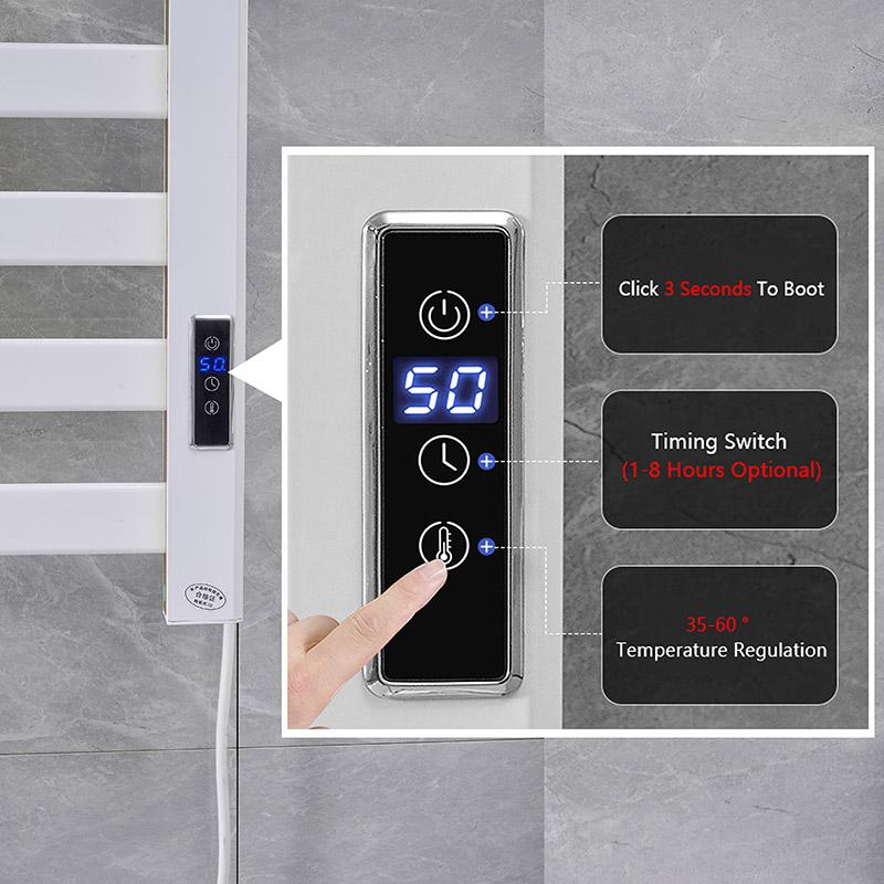 Smart Home Electric Heated Towel Rail Grey Electric Bathroom Bath Towel Dryer Warmer Heaters Punch Free Towel Rack Radiator 110v