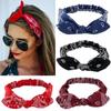 Boho Bow Headbands for Women Vintage Paisley Bandana Flower Printed Hairband Elastic Rabbit Ear Head Wrap Cashew Print Bandage Cute Hair Accessories