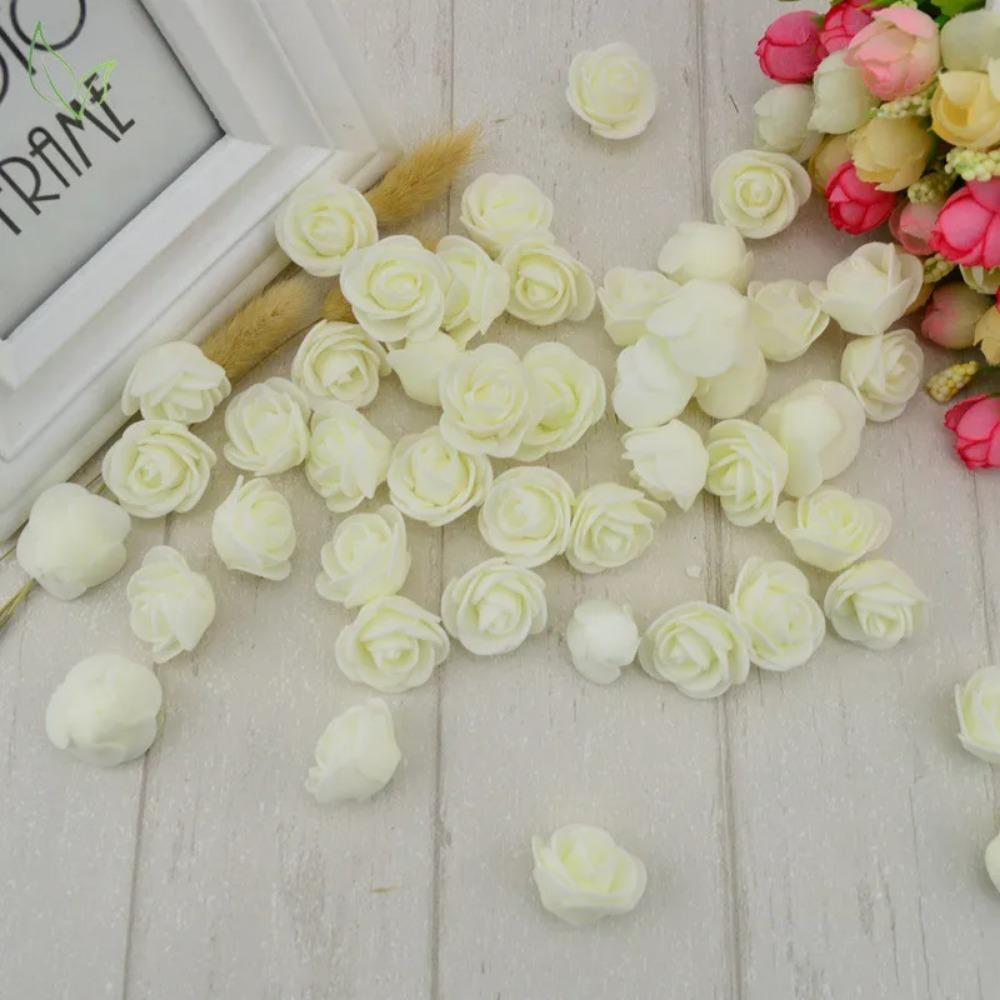 50PCS PE Foam Fake Flower Roses Head Artificial Flowers Cheap Wedding Decoration for Scrapbooking Gift Box Diy Wreath Multi-Use