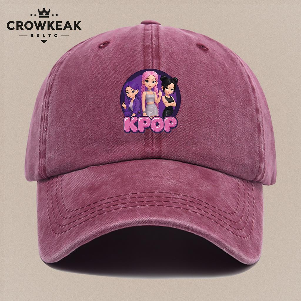 pc KPop Themed Cartoon Group Printed Baseball Cap Fashionable Trendy Duckbill Hat Purple Series with Girly Idol Pattern Eye