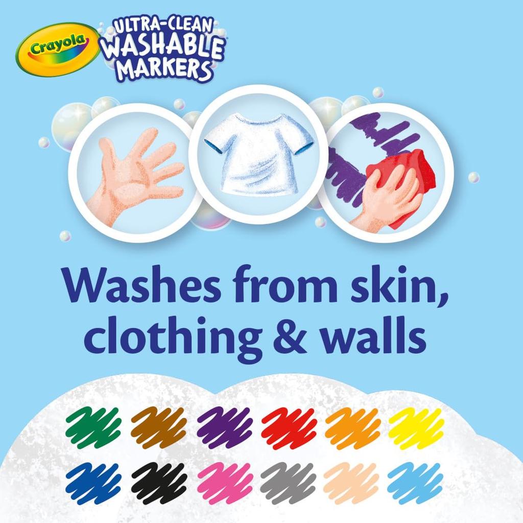 Crayola Marker 12 Bold Product Number 587812 Water-Removable Pens, Colors, Tip, Authentic,