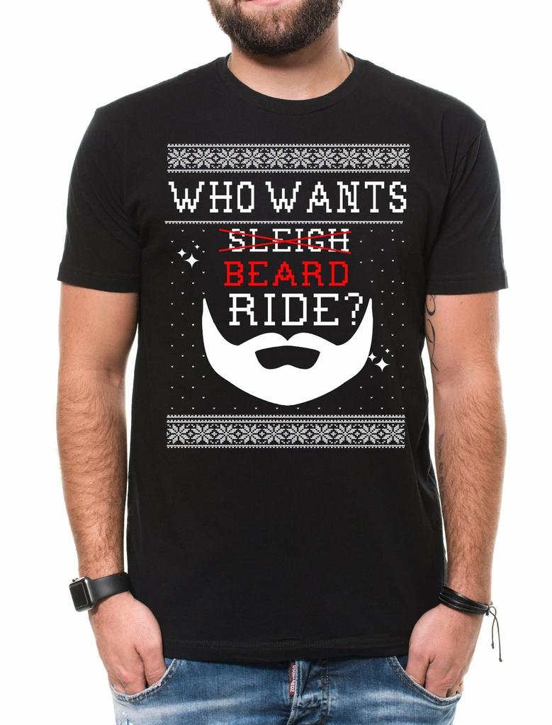 Beard Ride Ugly Christmas Sweater Funny Christmas Party T-T-shirt Christmas Gift