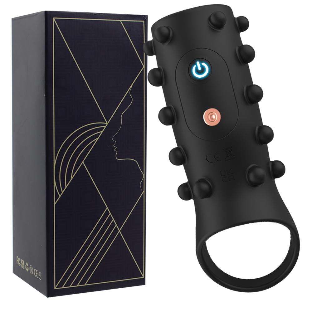 Breathable Penis Sleeve Ring Vibrator Delayed ejaculation Penis Enlarger G Spot Pleasure Stimulator Adult Sex Toy for Men