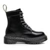 Martin Boots Women's Hard Leather Black Splicing Short Boots Men's and Women's Glossy Leather Boots Round Head Tooling Shoes