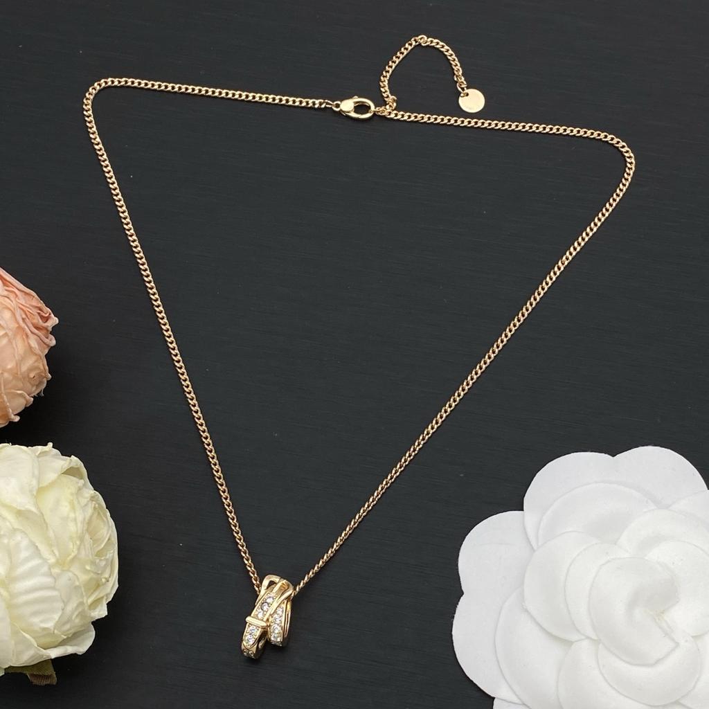 Women's Necklace, Gold Silver Rose Gold Pendant, Cubic Zirconia Brass Chain, Dainty Layering Necklace for Women