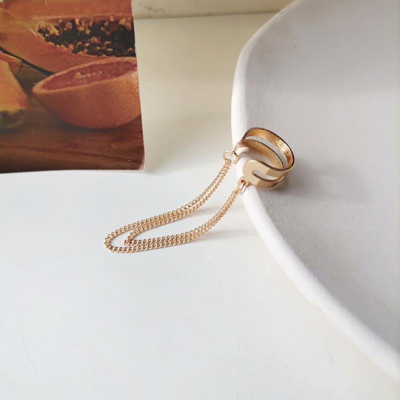 LATS Simple Fashion Punk Chain Ear Cuff for Women Clip on Earrings Gold Color Ear Cuff Non-Piercing Earring Trendy Zircon Gift