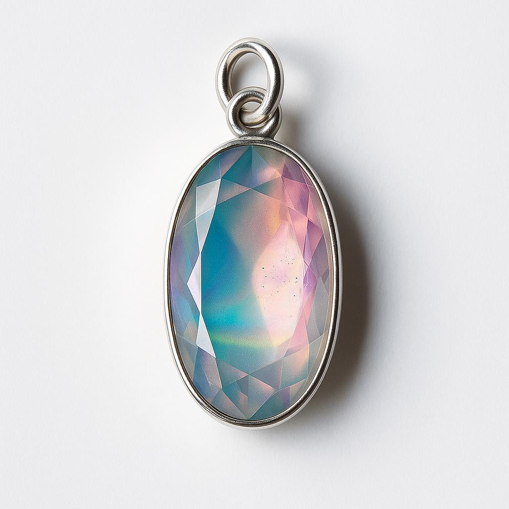 Opal Pendant 925 Sterling Silver 19 ct Aurora Fire Checker Oval October Birthday Birthstone