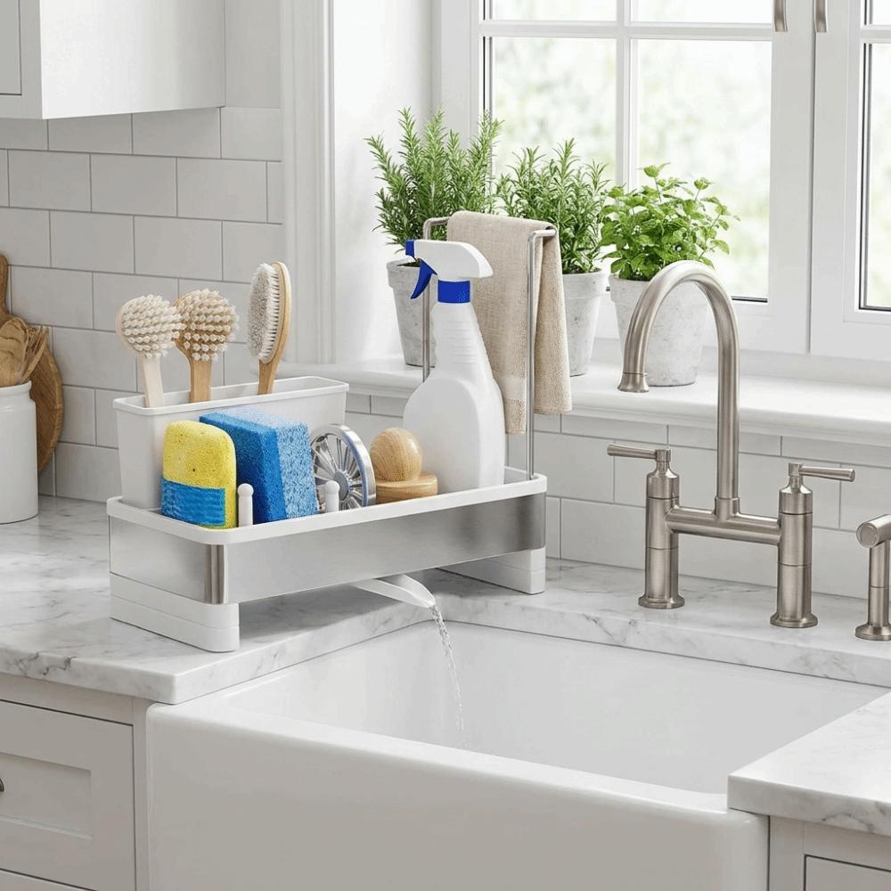 Detachable Sponge Drain Rack Self-draining Sink Shelf Sink Organizer Cleaning Supplies