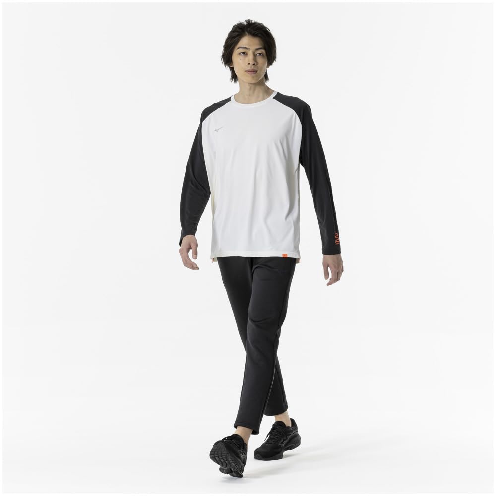 Mizuno Snow White Long Sleeve Training Size S Men's Moché T-Shirt, (32MAA511), Moisture-Wicking, Quick-Drying