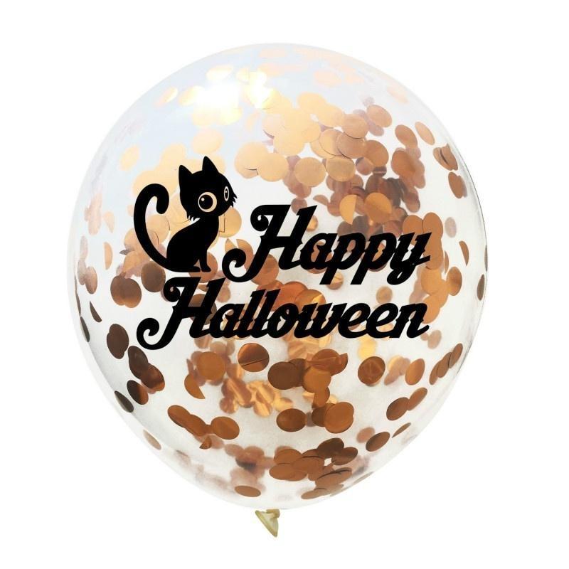 4pcs 12inch Halloween Transparent Champagne Confetti Latex Balloons Skull Witch Ghost Black Cat Halloween Scary Decors Supplies