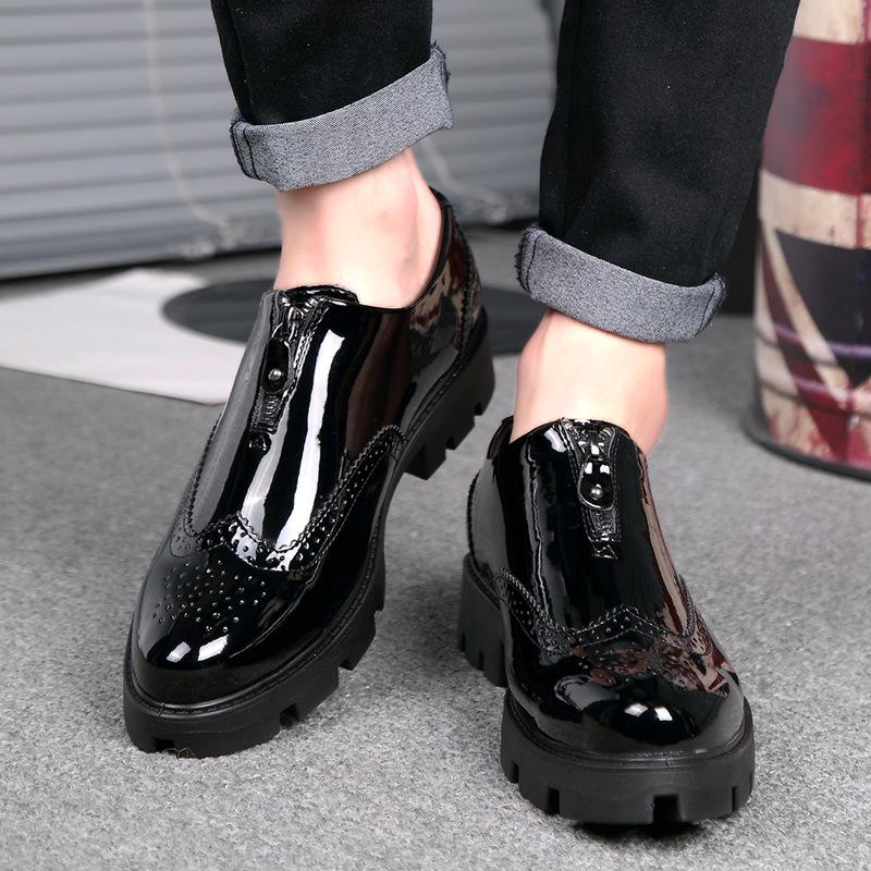 Men's Formal Pointed Toe Leather Shoes - Spring/Autumn Trend, Thick Sole, British & Korean Style