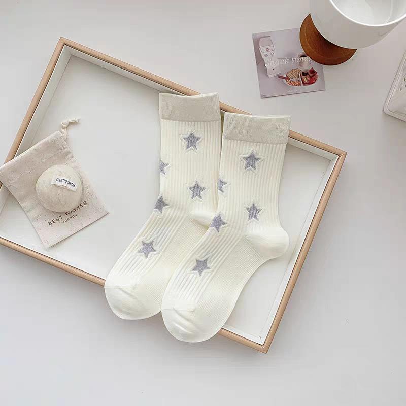 Women's Autumn and Winter Trend Fashion Personality Pure Cotton Five Pointed Star In The Tube Socks