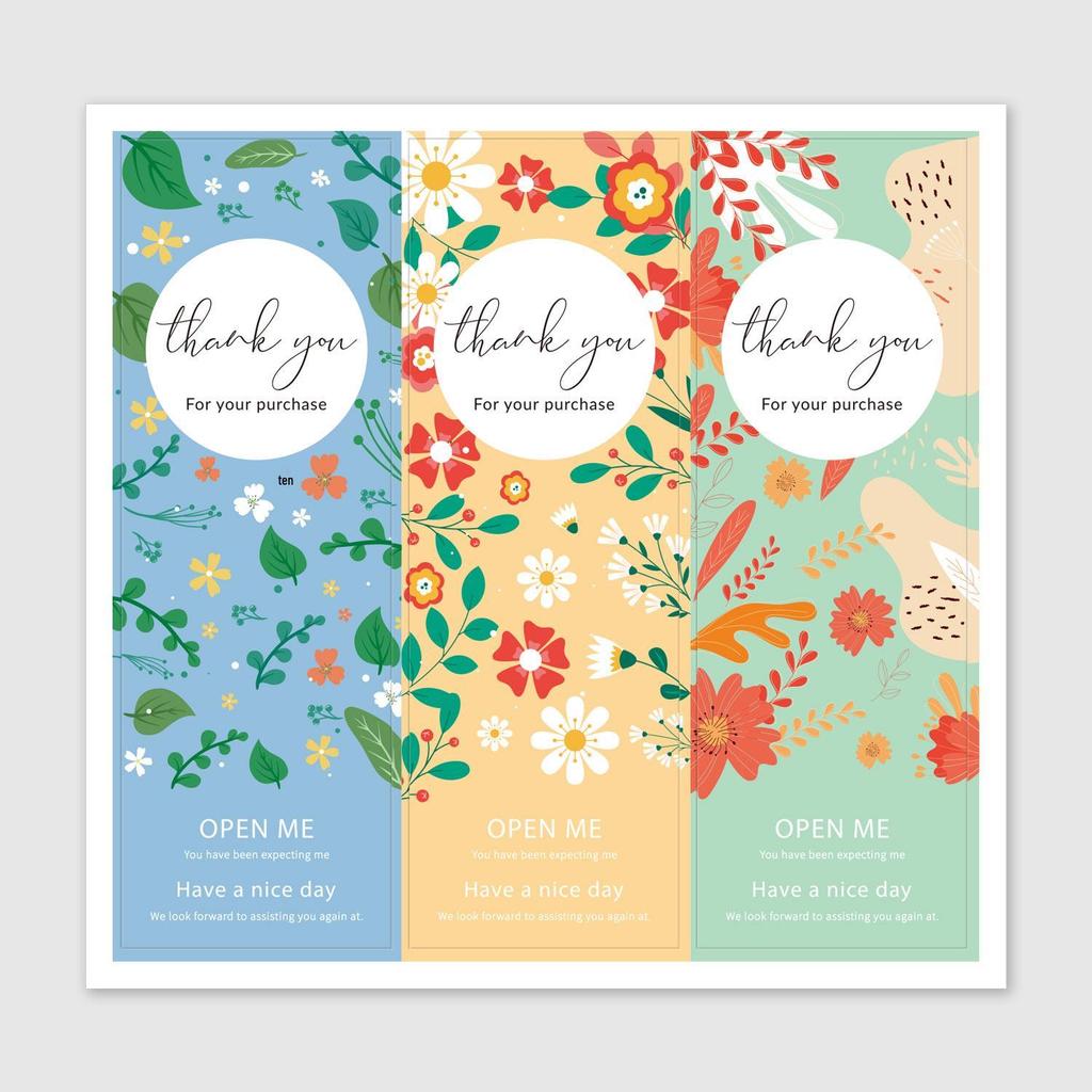 Ορθογώνια αυτοκόλλητα ευχαριστίας με λουλούδια για κουτιά δώρων και διακοσμήσεις