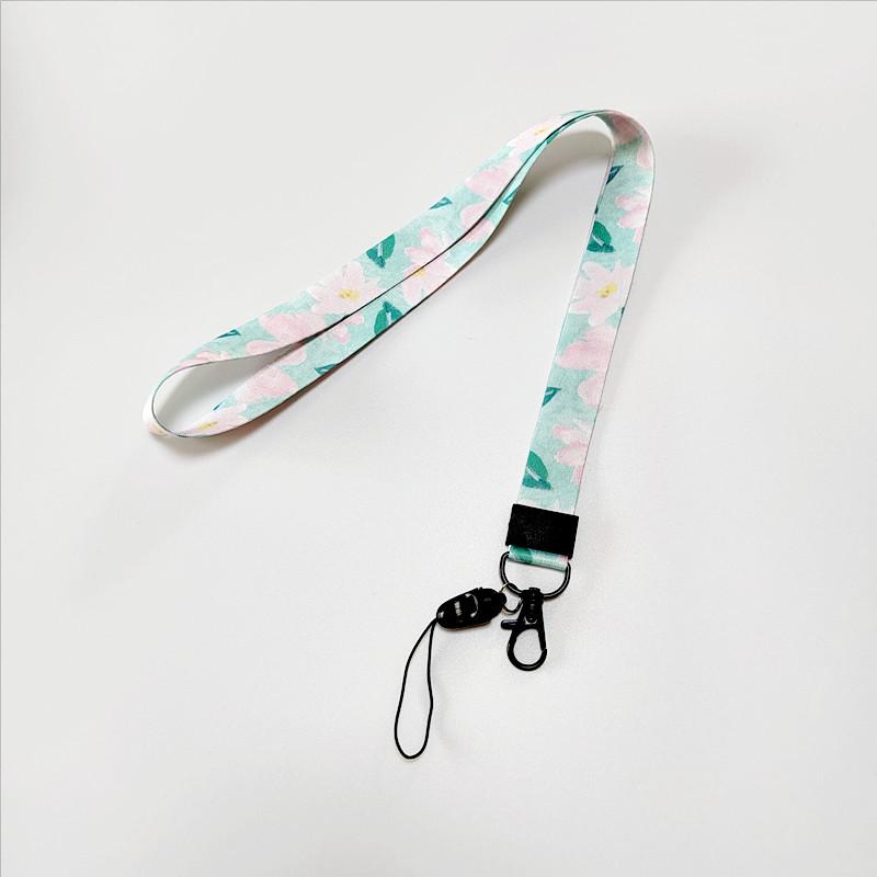 Florales Gurtband-Lanyard Handyhülle mit abnehmbarer Flugzeugschnalle - Anti-Drop Hals- & Ausweis-Lanyard