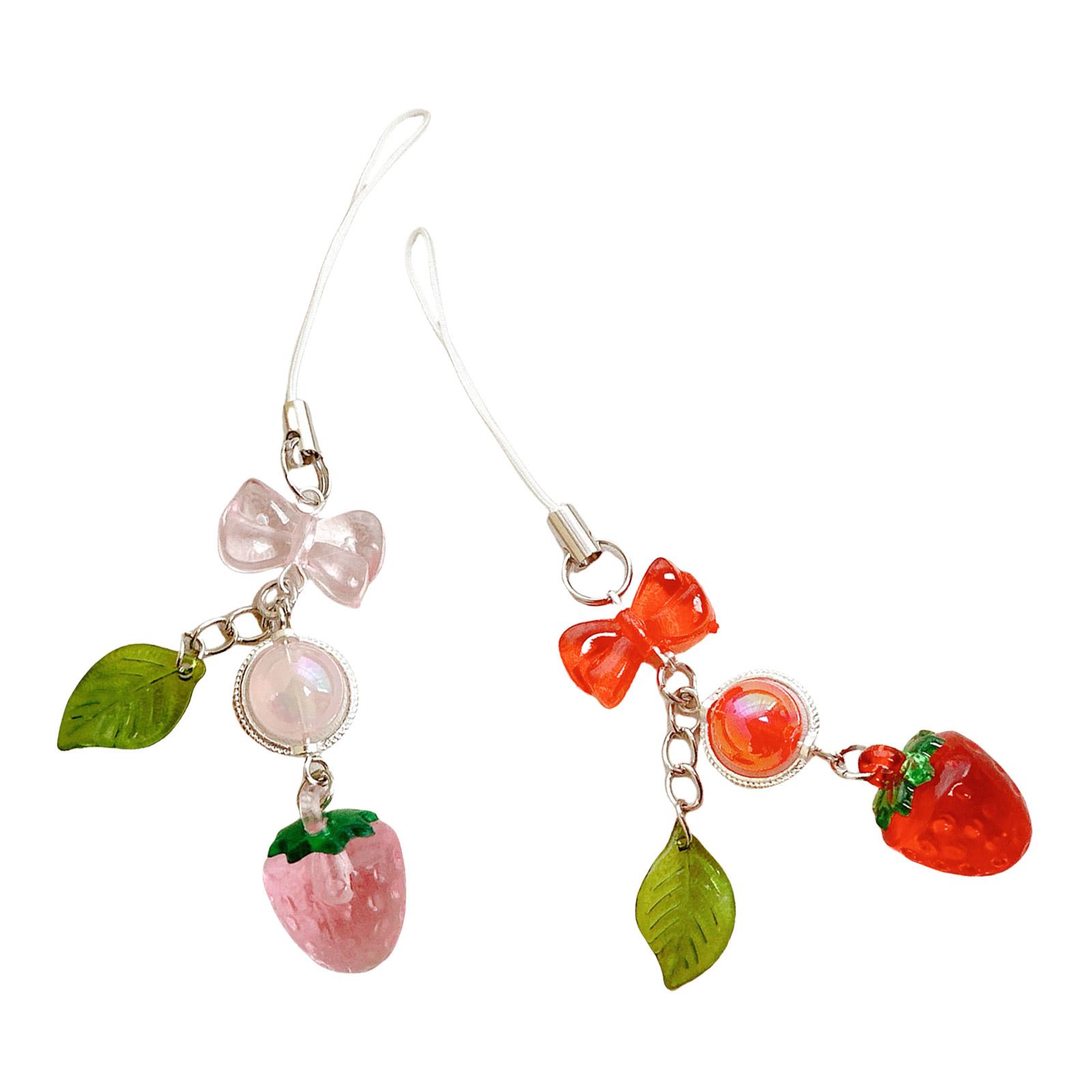 

Подвеска для телефона в виде листа клубники. Игривый аксессуар для ремешка для телефона в виде листа клубники для модных пользователей. разноцветный