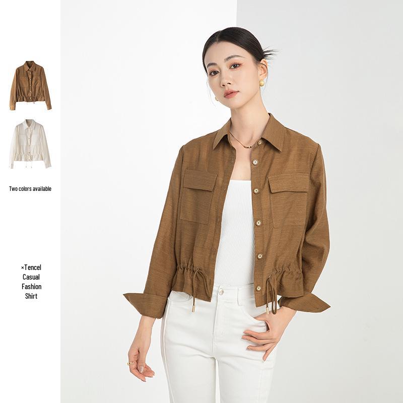 Women's 2024 Lyocell Air Conditioning Jacket - Slim Fit, Solid Color, Sun Protection