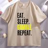 Eat Sleep Gamble Repeat Funny Graphic Tee Shirt Casual Cotton Short Sleeve Round Neck T Shirt Breathable Print Tshirt Clothes