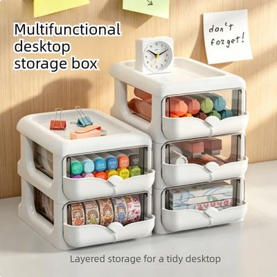 Desktop Storage Box Drawer Organizer Office Supplies Stationery Holder Dormitory Desk Organizer Home Storage Cabinet