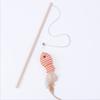 Interactive Cat Toy Wand with Durable Wooden Stick and Plush Mouse Attachment for Indoor Pet Play and Exercise