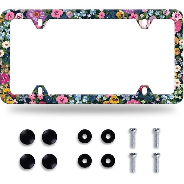 Bats License Plate Frame Stainless Steel Car Decorative 12.3 X 6.3 Inch | Bright License Plate Holders Auto Decoration For Front And Rear Car Tag