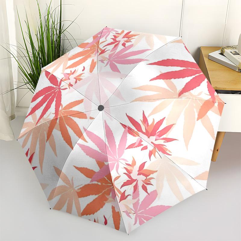 

1pc Autumn Leaves Automatic Opening/Closing Folding Umbrella with 8 Ribs, Plastic Handle, Windproof Portable Sunshade Umbrella yy251222222