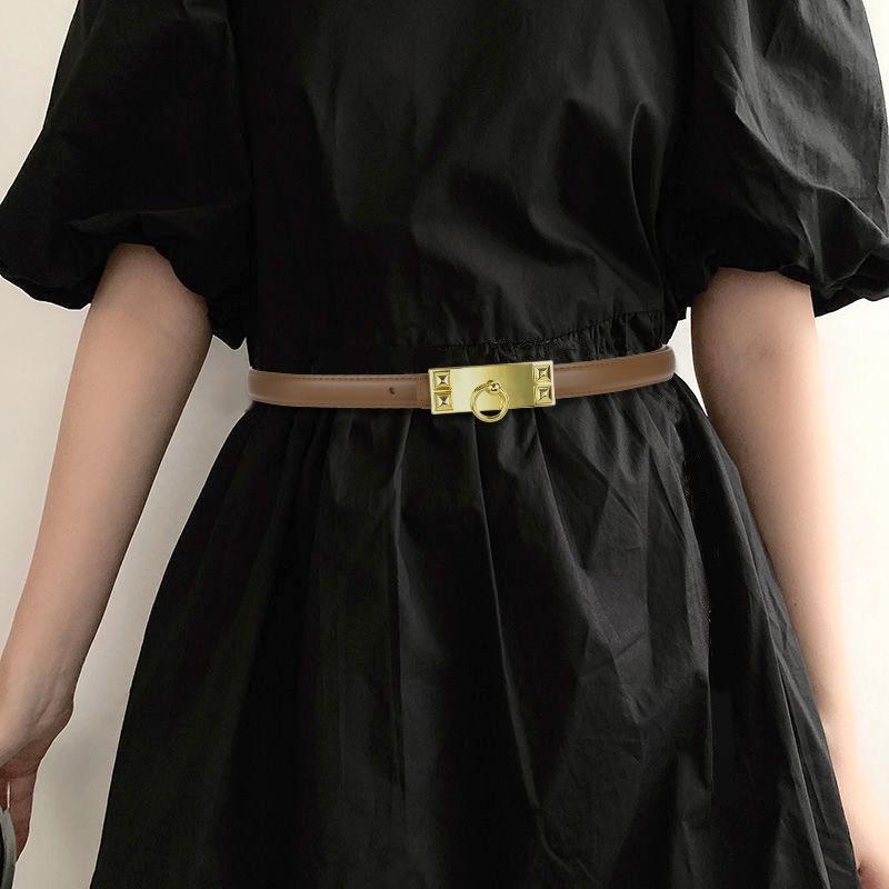 New Summer Dress with Thin Belt Commuter Style Double-sided Second-layer Women's Thin Belt with Jeans and Casual Pants