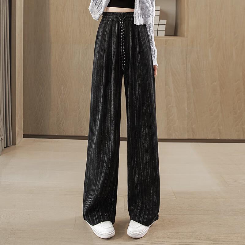 Sibaishe Women's Elastic Waist Tie-Dye Wide-Leg Drawstring Casual Pants