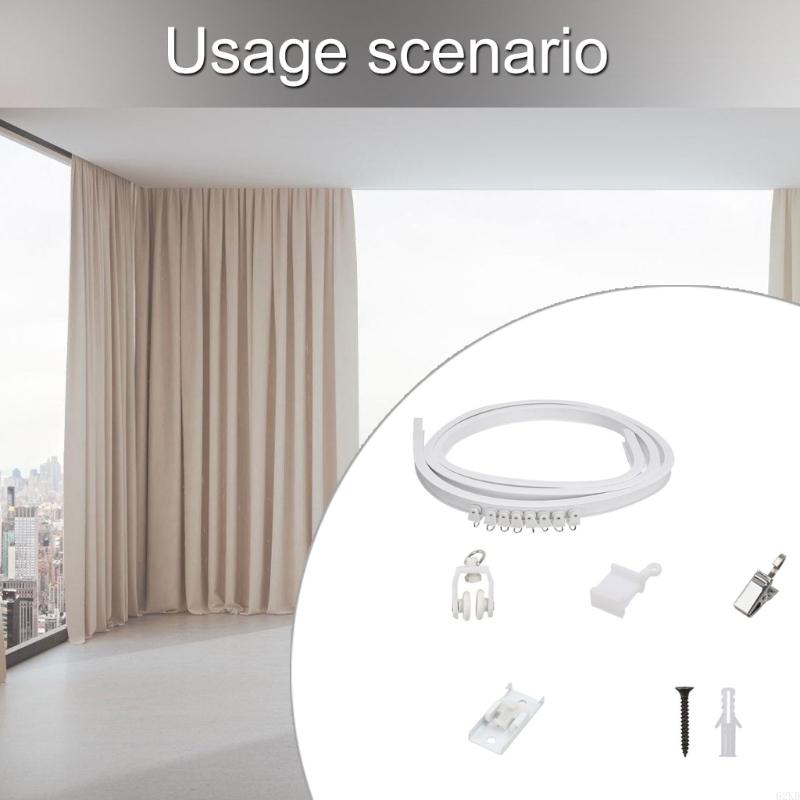62KD Flexible Curtain Track 5 Meter White Ceiling/Wall Mount Rails Kits for Drapery