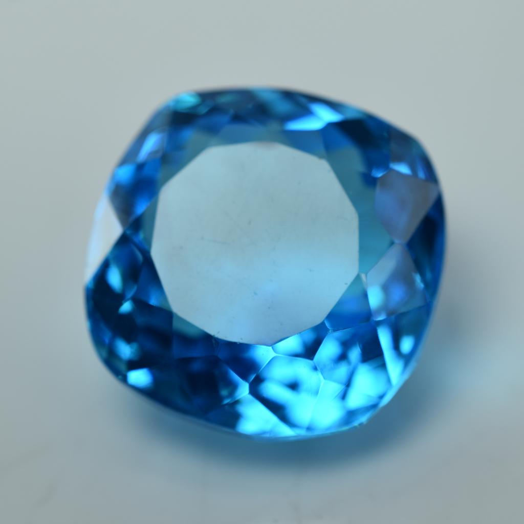 23.30 Ct Lab-Created Cushion Ocean Blue Aquamarine Loose Gemstone A++