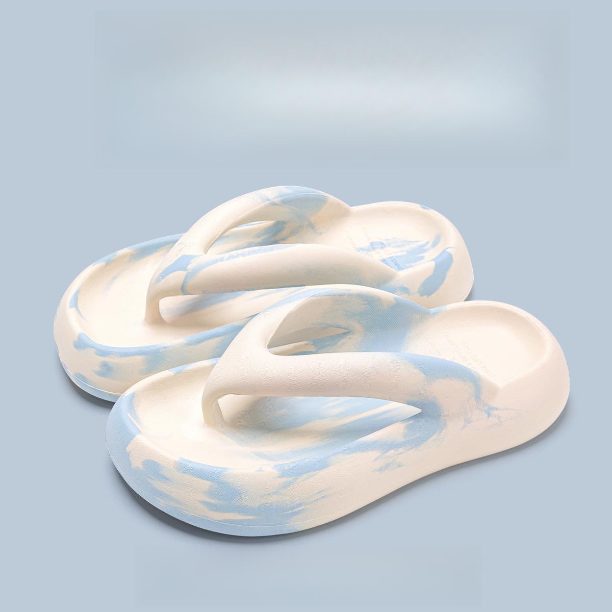 

Женские шлепанцы с толстой подошвой, лето 2025 г., новые нескользящие пляжные тапочки с увеличенным голенищем 40-41 синий