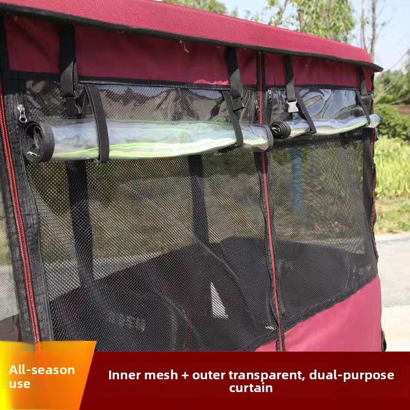 Universal Tricycle Sunshade Rainproof Plastic Canopy Mesh Top Leather Sunscreen Net All-season Three-wheeled Vehicle...