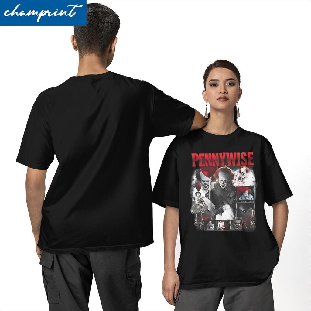 Pennywise Horror T Shirt for Men Women 100% Cotton Vintage T-Shirts Round Neck Tee Shirt Short Sleeve Clothes Plus Size