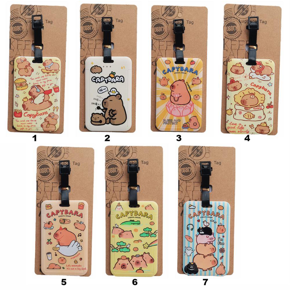Cartoon Capybara Travel Luggage Tag Name Address Tel Soft Silicone Baggage Labels Mark Hanging Sign Board Baggage Tags