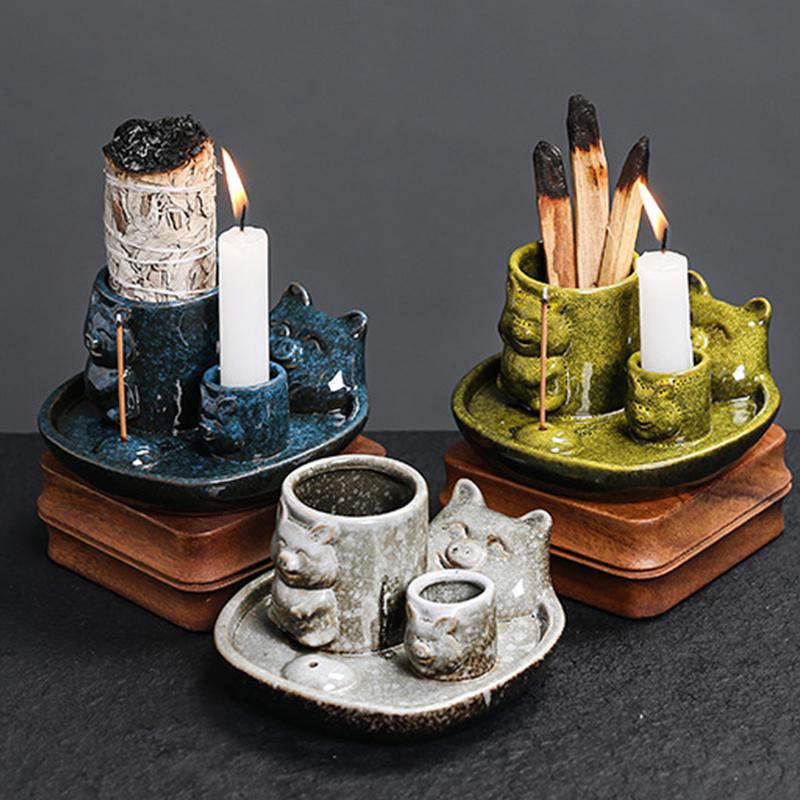 1PC Burner Home Decoration Ceramic For Meditation Piggy Shapes Meditation Sage Holder Living Room Multiple Options Available
