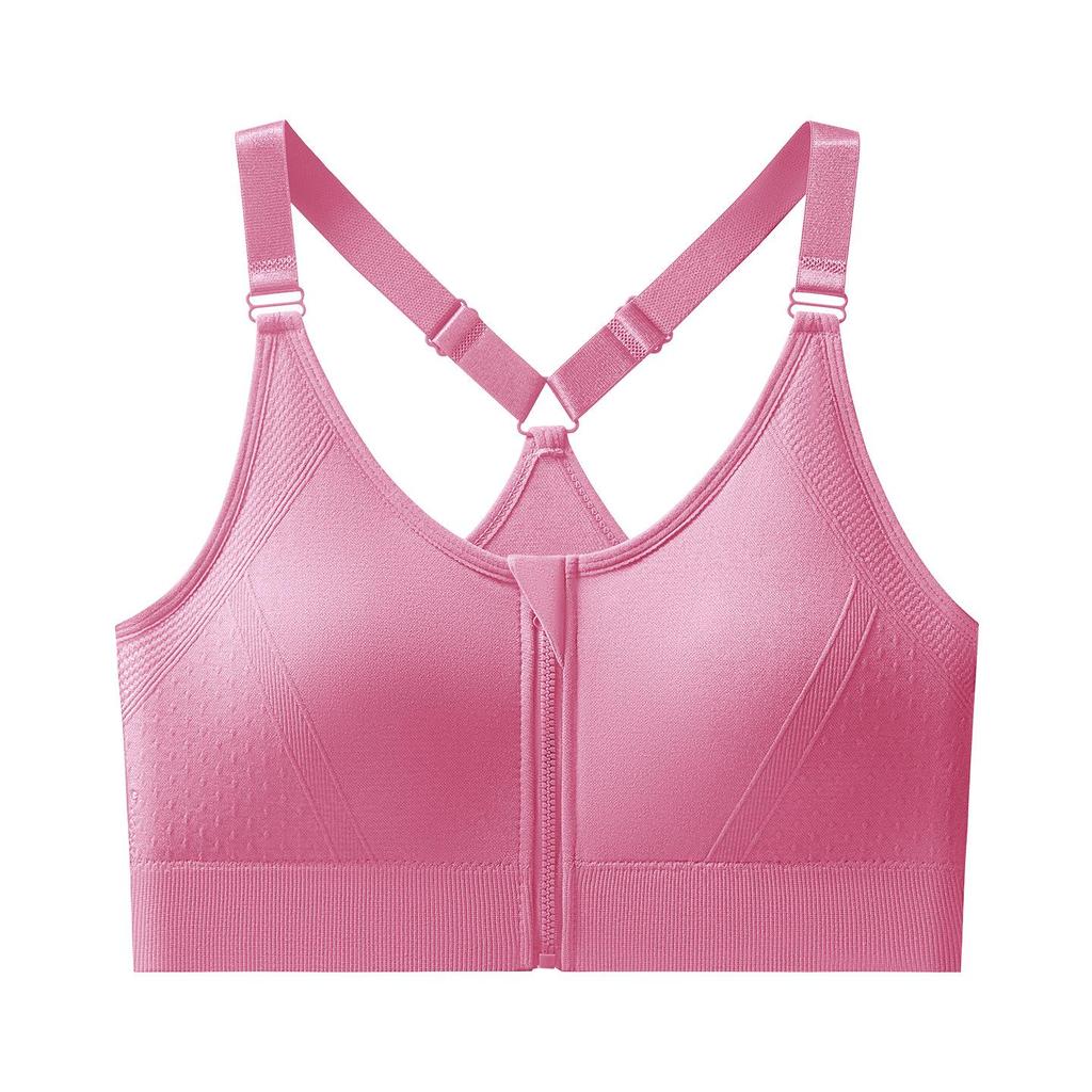 Women's Front Zip Sports Bra - Running, Yoga, Fitness Beautiful Back Design