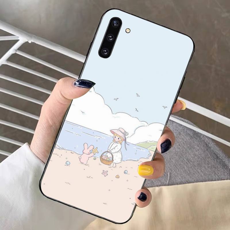 Cute Funny Rabbit Flower Phone Case for Samsung Note 5 7 8 9 10 20 Pro Plus Lite Ultra A21 12 72